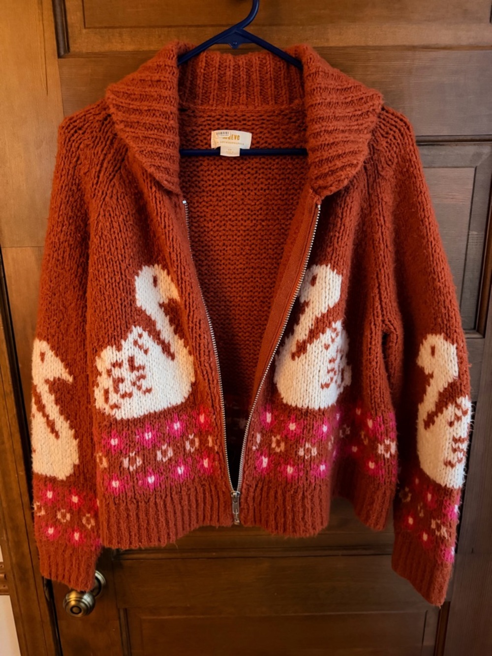 ANTHROPOLOGIE MAEVE ZIP FRONT CARDIGAN IN RED SWAN - Picture 7 of 11